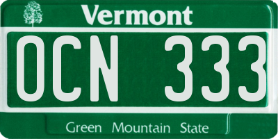 VT license plate OCN333