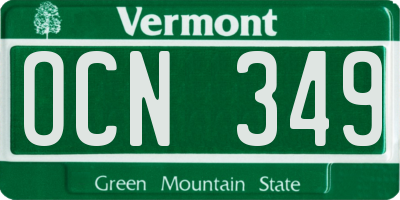 VT license plate OCN349