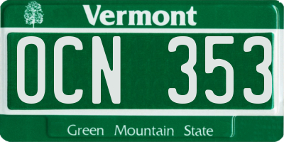 VT license plate OCN353