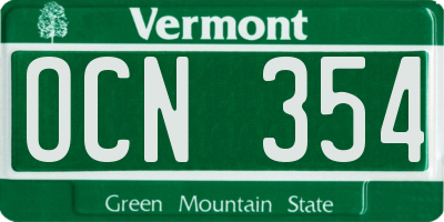 VT license plate OCN354