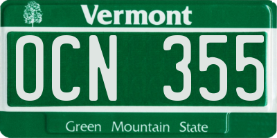 VT license plate OCN355
