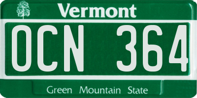 VT license plate OCN364
