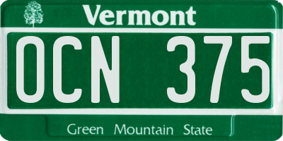 VT license plate OCN375