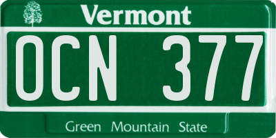 VT license plate OCN377