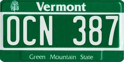 VT license plate OCN387
