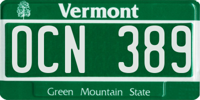 VT license plate OCN389