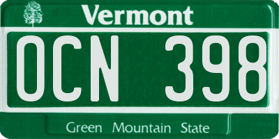VT license plate OCN398
