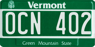 VT license plate OCN402