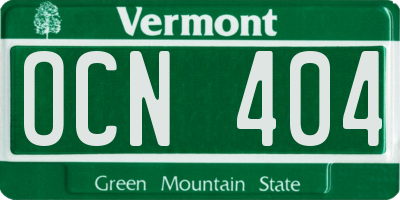 VT license plate OCN404
