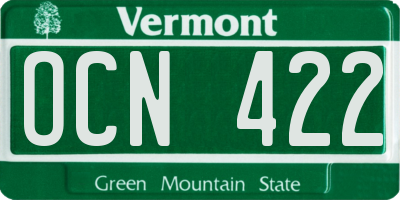 VT license plate OCN422