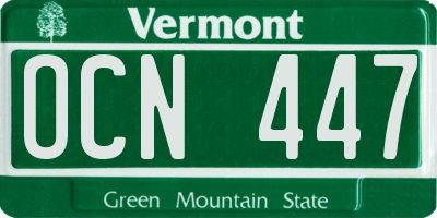 VT license plate OCN447