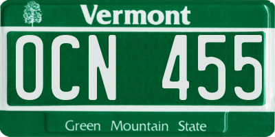 VT license plate OCN455