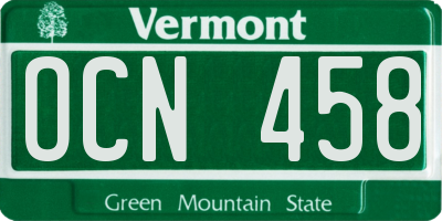 VT license plate OCN458