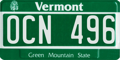 VT license plate OCN496