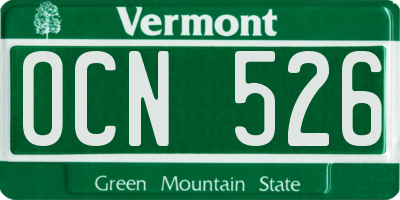 VT license plate OCN526