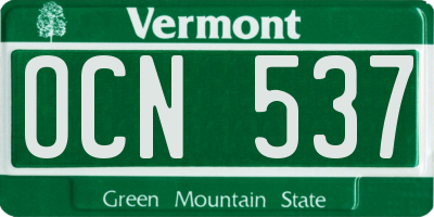 VT license plate OCN537
