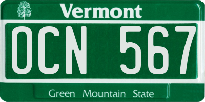 VT license plate OCN567