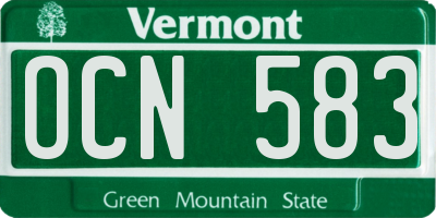 VT license plate OCN583