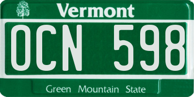 VT license plate OCN598