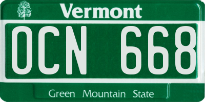 VT license plate OCN668