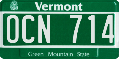 VT license plate OCN714