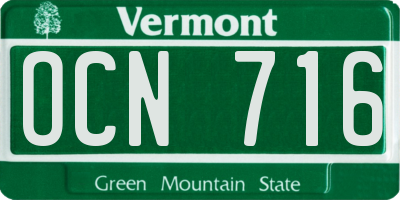 VT license plate OCN716