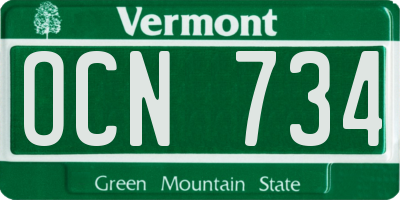 VT license plate OCN734