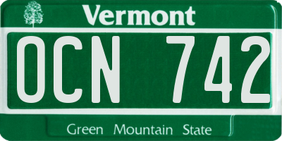 VT license plate OCN742