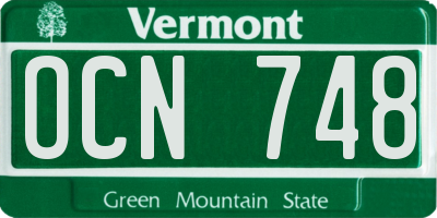 VT license plate OCN748