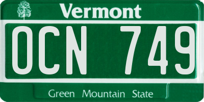 VT license plate OCN749