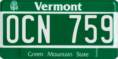 VT license plate OCN759