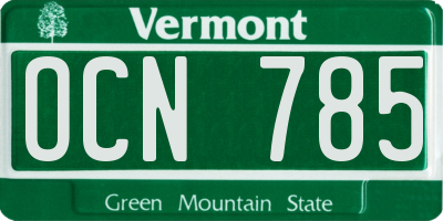 VT license plate OCN785