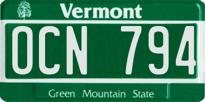 VT license plate OCN794