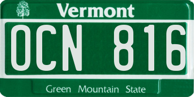 VT license plate OCN816