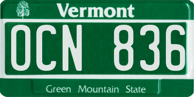 VT license plate OCN836