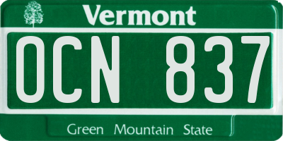 VT license plate OCN837