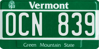 VT license plate OCN839