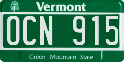 VT license plate OCN915