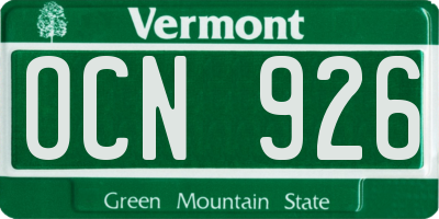 VT license plate OCN926