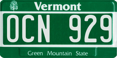 VT license plate OCN929