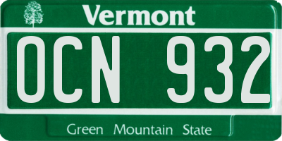 VT license plate OCN932