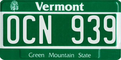 VT license plate OCN939