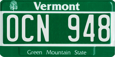VT license plate OCN948