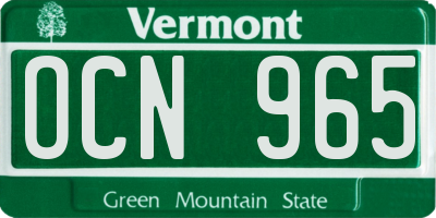 VT license plate OCN965