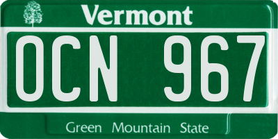 VT license plate OCN967
