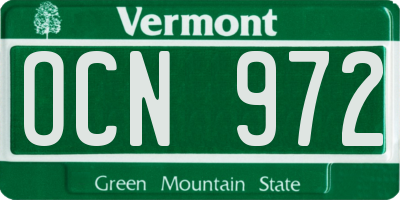 VT license plate OCN972