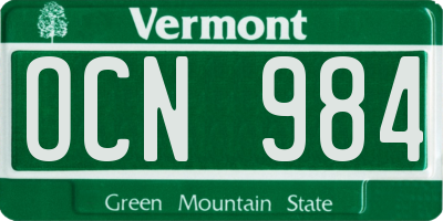 VT license plate OCN984