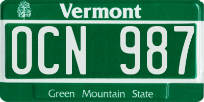 VT license plate OCN987