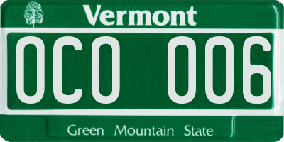VT license plate OCO006