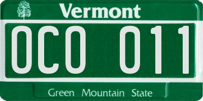 VT license plate OCO011